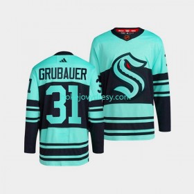 Pánské Hokejový Dres Seattle Kraken Philipp Grubauer 31 Adidas 2022-2023 Reverse Retro Modrý Authentic
